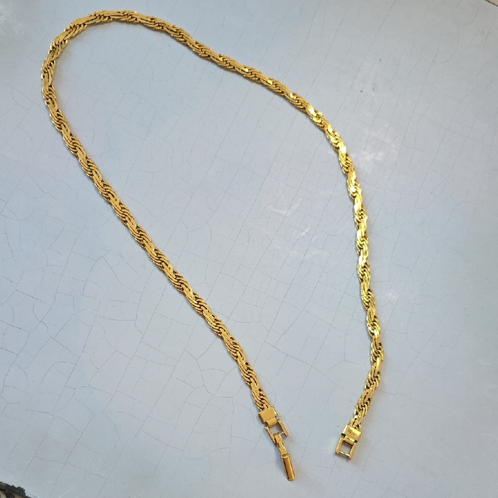Vintage Trifari 18inch Gold Plated Rope Chain Unisex